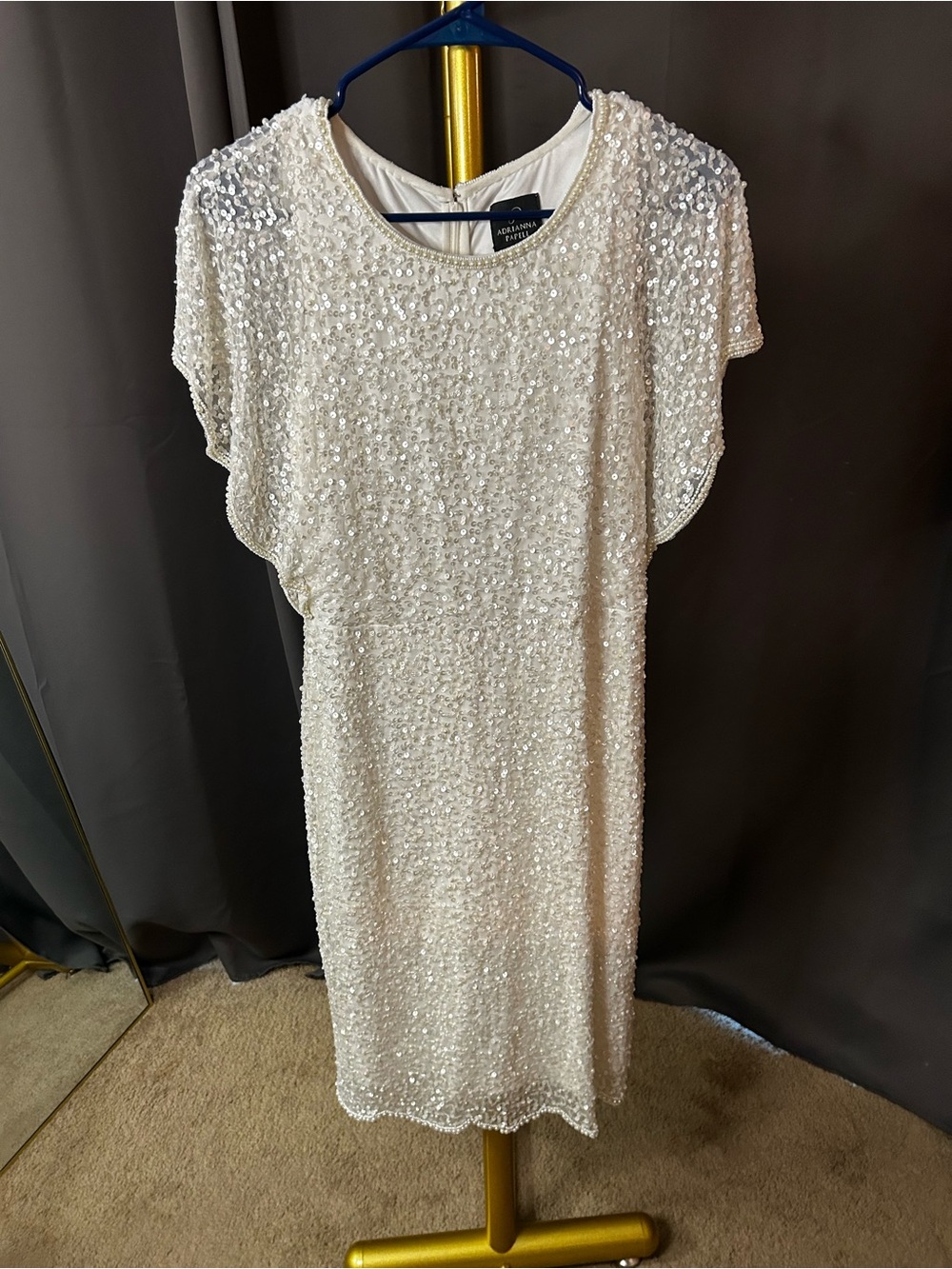 Adrianna Papell Ivory Sequin Midi Dress - Anthropologie